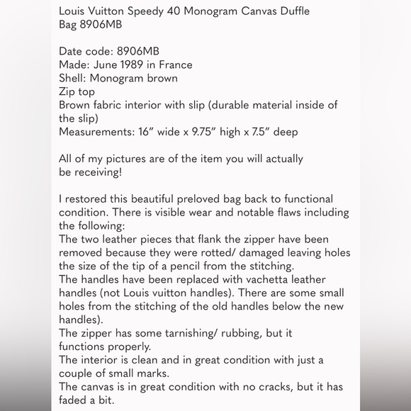 Louis Vuitton Speedy 40 Monogram Canvas Duffle Bag 8906MB date code - Picture 16 of 16